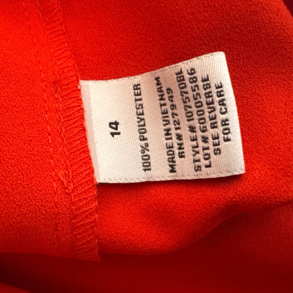 Emma & Michele Red S/S Shift Dress Pleated Hem Size 14 Career Office Modern - Picture 8 of 9